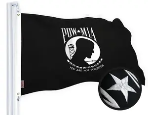G128 POW MIA Flag Embroidered 2x3 FT Spun Polyester