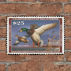 Vintage Duck Stamp Poster, Wall Art With National Park, Rustic Home Decor For Hunters, Collectors & Conservationists ( No Frame )