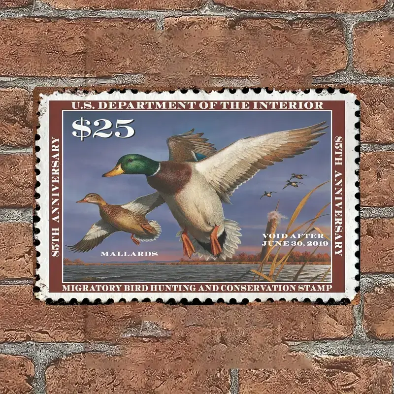 Vintage Duck Stamp Poster, Wall Art With National Park, Rustic Home Decor For Hunters, Collectors & Conservationists ( No Frame )