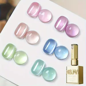 XEIJAYI Photo Frame Bottle Translucent Cat Eye Gel Ultra-Bright 6-Colors Sparkling Glitter Finish for DIY Nail Art Salon Use by Women Nail Gel Set Manicure Cutic