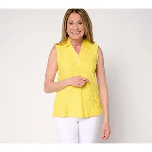 Attitudes by Renee Textured Knit Button Front Tank