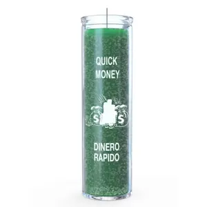Quick Money Candle - Dinero Rapido - Green Wax - Non-Toxic - Unscented - Household Decor Gift - Money Drawing Prayers - Good Luck