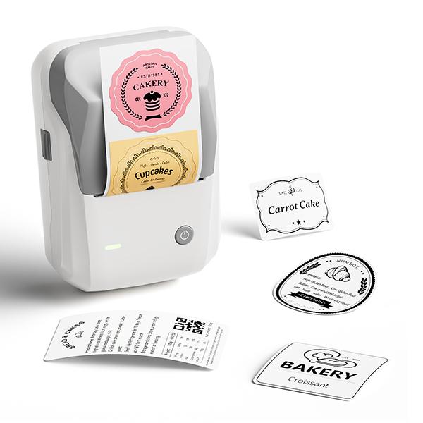 Niimbot Thermal label printer B1 sticker printer -2 Inch Mini Label Sticker Printer Came with One Roll White Label(2'' x1.18'')，Multiple Templates for Creative DIY, Small Business,Office,Home,School，App Editing,BPA-Free Thermal Label