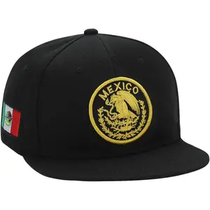 Mexico  Embroidery Snapback Hat Adjustable Mexico Flag Baseball Cap Black