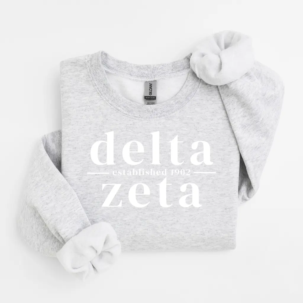 Delta Zeta White Letters Sweater Crewneck Fleece Pullover Soft Sweatshirt Unisex Womenswear