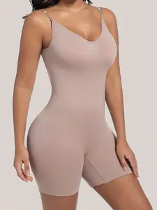 JOINBUY Women's High-End Breathable Shapewear Bodysuit - Backless Corset, Adjustable Straps, Seamless Hip Lift, Medium Support, Ice Silk Low Underwear, Korean Minimalist Style, Zip-Up Sports Jumpsuit, Bodysuit For Women