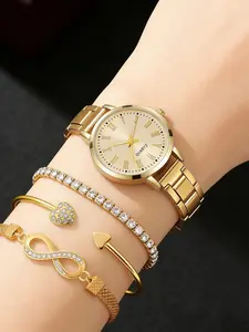 Fashion Simple Women/school Student Quartz Watch, 8 Character Bracelet, Perfect Gift for Mother's Day, Teacher's Day, Thanksgiving, Graduation