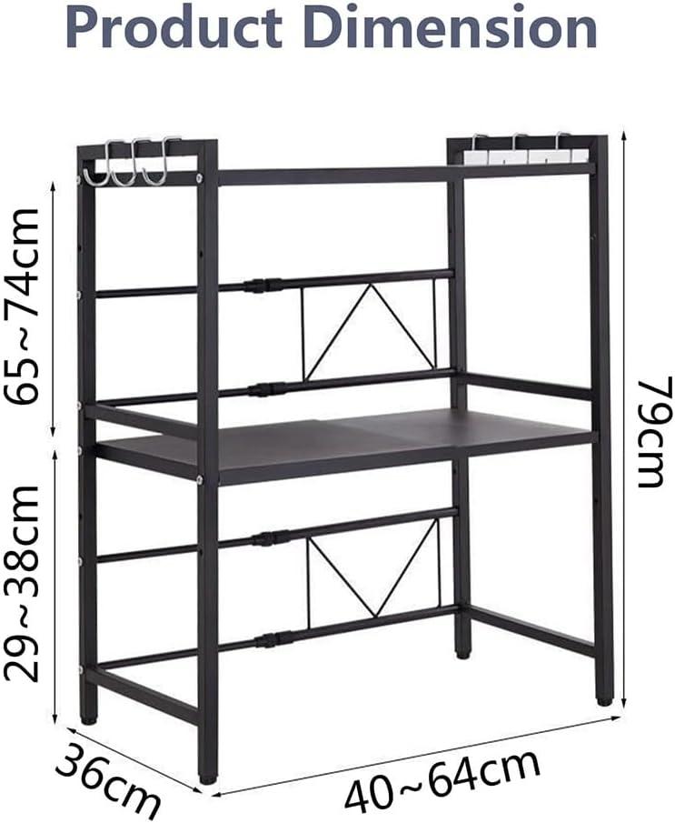 Microwave Oven Rack, Microwave Stand,Adjustable Shelf with 6 Hooks, Microwave Ra Microwave Oven Rack, Microwave Stand,Adjustable Shelf with 6 Hooks, Microwave Ra