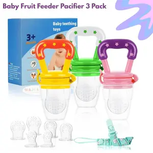 3 Pack Baby Fruit Feeder Pacifier – Silicone Teether & Fresh Food Feeder for Infants, Safe BPA-Free Baby Must-Have (Pink)