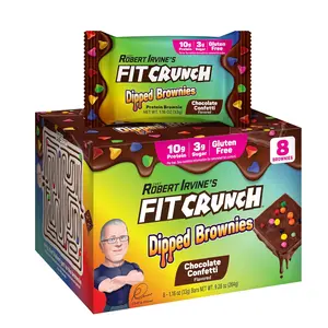 FITCRUNCH Dipped Protein Brownies, Chocolate Confetti, 10g Protein, 3g Sugar, Gluten-Free - Dessert, Snack