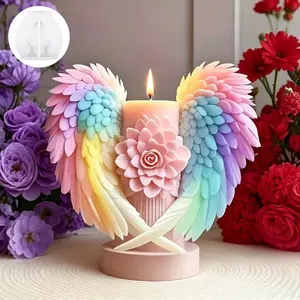 Angel Wings and Flower Candle Mold, Silicone Candle Molds for Scented Candles, Resin Casting, Home Decor, Holiday Gifts, DIY Craft Tools