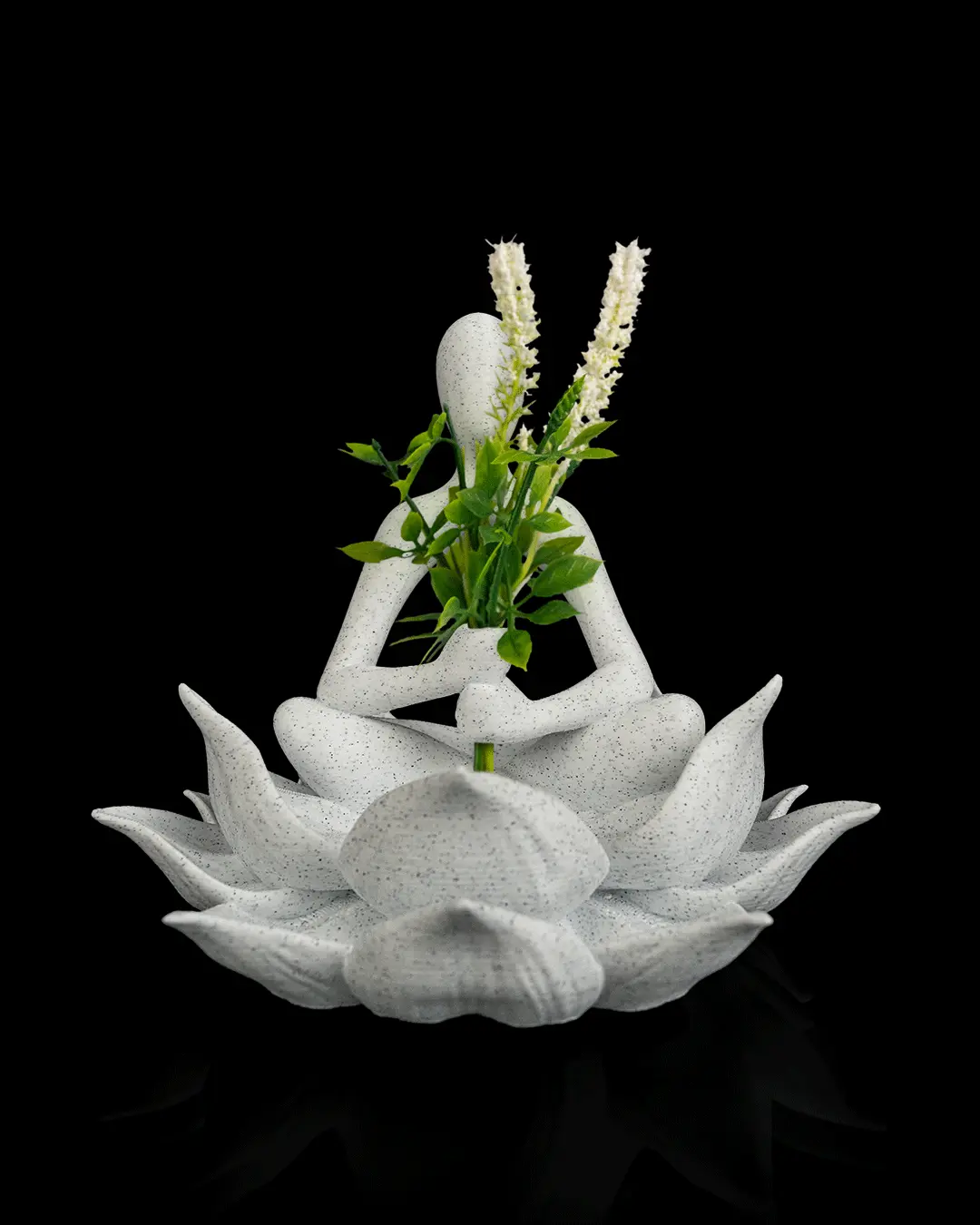 Lotus Flower Planter Pot, Meditation Buddha Succulent Planter for Desk Shelf and Windowsill, White Zen Home Decor, Housewarming Gift for Plant Lovers