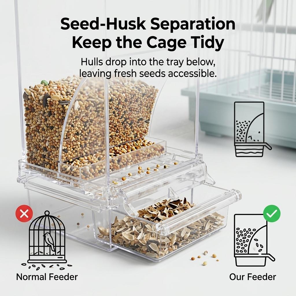Auto Refill Bird Feeder Large Capacity Transparent Acrylic No Mess Seed Dispenser Easy Clean Pet Bird Feeder for Cage Auto Flow