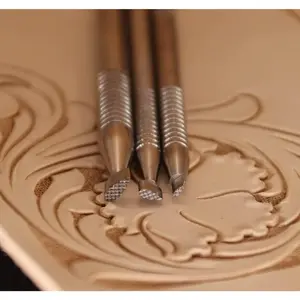 Leather Stamping Tool 304 Stainless Steel Professional  Tools Mesh Pattern Background Leather Punch Carving DIY LeatherCrafts (Full Set, 3 count, (S+M+L))