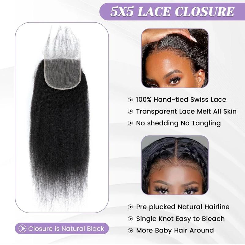<Live Only> Msgem Hair 5x5 Lace Clsoure HD Ultra-thin Transparent Lace Body Wave Peruvian Human Hair Closure Free Part Pre Plcked with Baby Hair Natural Color