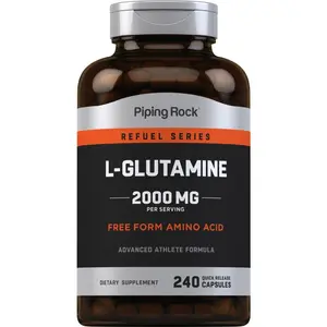 Piping Rock L Glutamine Powder Capsules | 2000 mg | 240 Pills | Supplement for Women & Men |  Free Form Amino Acid | Non-GMO, Gluten Free