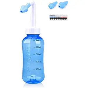 Neti Pot Sinus Rinsing, 300ml Nasal Irrigation with Thermometer Sticker, BPA-Free for Adults & Children (300ml)