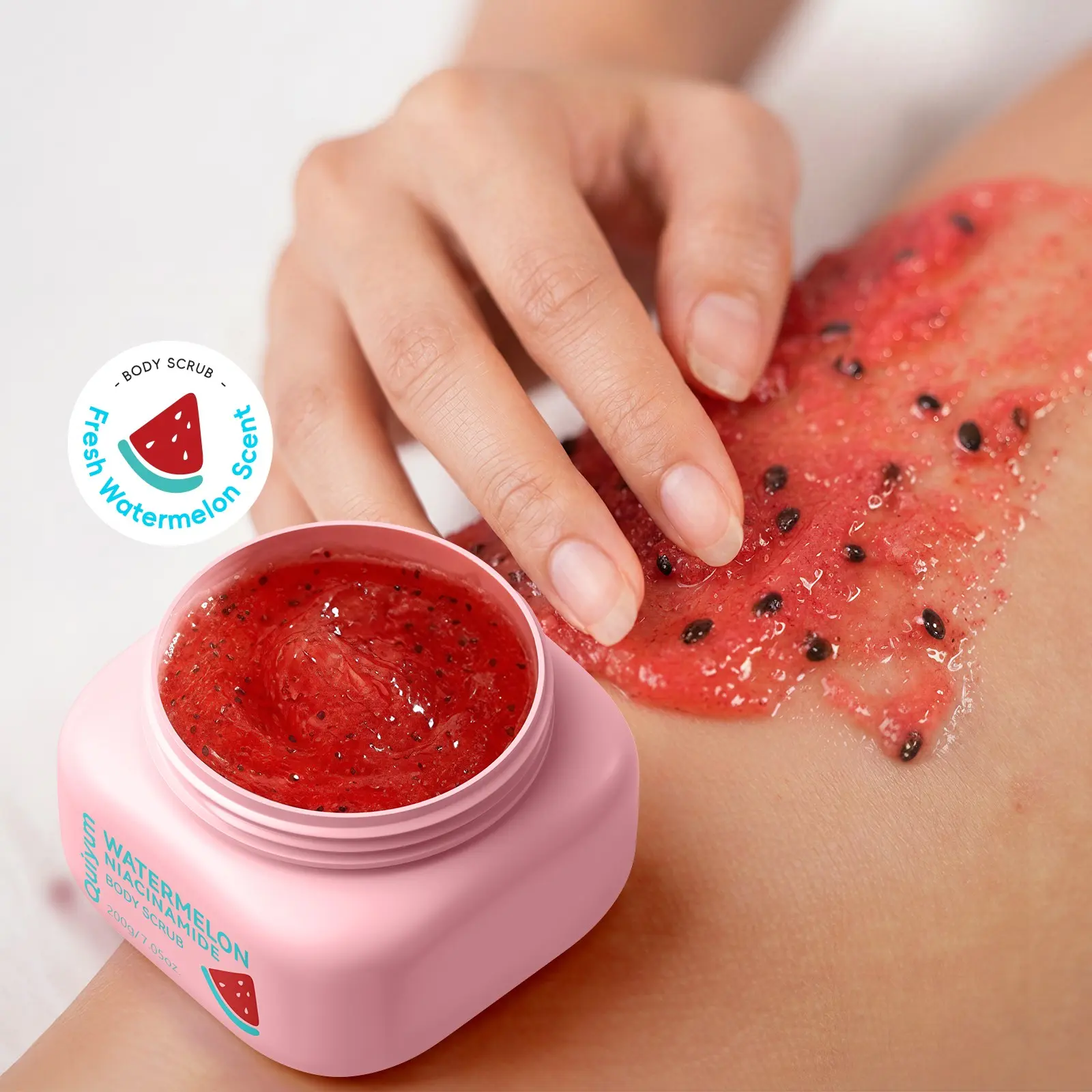 Quiyum Watermelon Niacinamide Body Scrub, Deep Exfoliation, Hydrating and Moisturizing, Physical Exfoliation with Fine Salt Granules for Brighter and Glorious Skin, Exfoliating Body Care