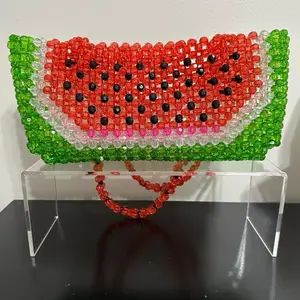 Watermelon on beaded bag. Handmade