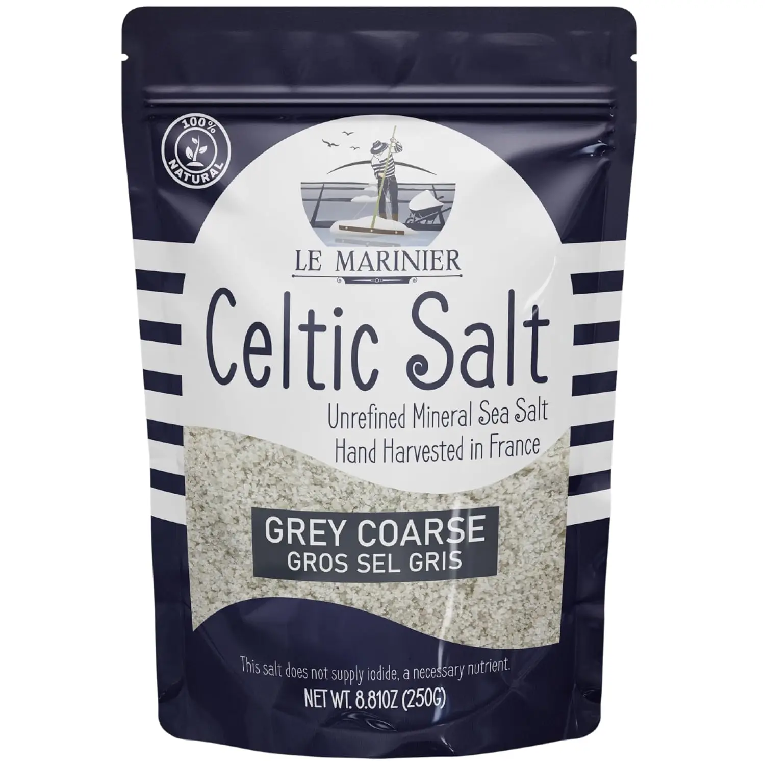 Le Marinier French Sea Salt Grey Coarse Sea Salt 0.6lb Mineral-Rich Unrefined Sea Salt 100% Natural Hand Harvested Low Sodium