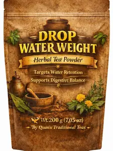 Quan's Traditional Teas Drop Water Weight Herbal Tea Powder 200g Supports Fluid Balance & Digestive Comfort with Poria & Atractylodes
