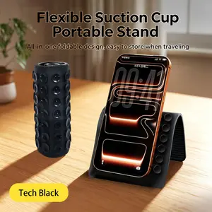 Silicone Phone Stand with Aluminum, Flexible Foldable Phone Holder, Bendable Adjustable Anti-Slip Desktop Stand for Phone Tablet Laptop, Portable Rollable Multi-Angle Stand for Home