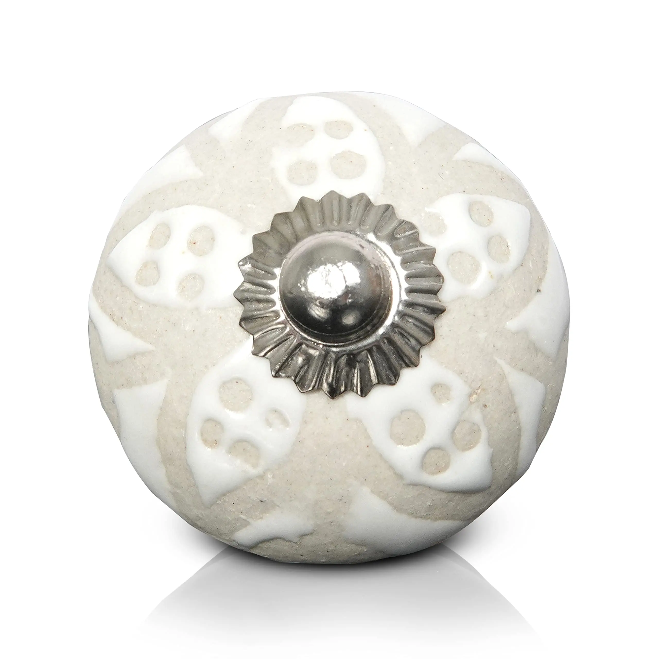 LuxeDesigns Decorative Ceramic Knobs Set of 12 - Handmade White Dresser Knobs for Drawers & Cabinets, 1.5" x 1.1", Hand Painted Cabinet Handles