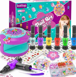 Kids Nail Art Kit for Girls Ages 7-12 with Nail Dryer & 2 in 1 Water Based Nail Polish Pen & 3D Decoration & Sticker and Nail Flier - Idea Birthday Gifts for Girls 7 8 9 10 11 12