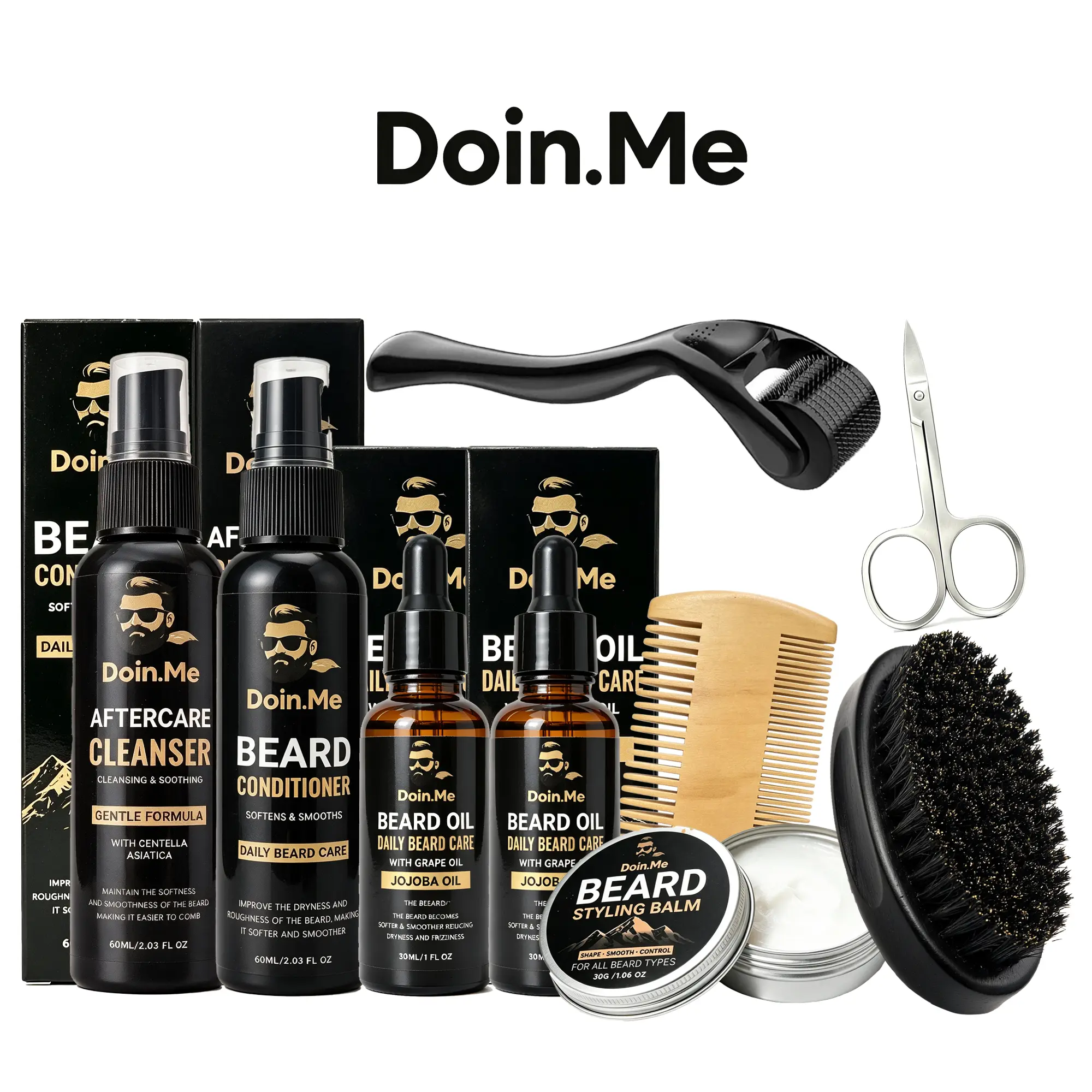[Doin.Me] Beard Kit Gifts for Men Beard Grooming/Care-Soften,Soothe Mustache Mens Gift Set Birthday Valentines Fathers Easter Basket Gifts for Men Him Dad Husband Boyfriend Christmas Stocking Stuffers