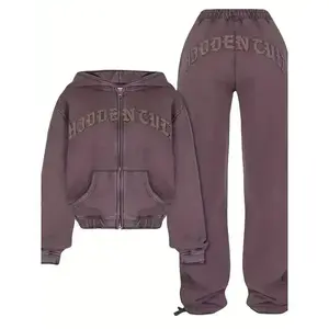 2025 fashion clothing Chic Women's Athletic Set: Full-Zip Hoodie & Slim-Fit Pants - Comfortable, Adjustable, and Stylish with Letter Print Design Tracksuit Outfit Sporty Style Clothes 2 piece set two piece outfits sweatsuit set outfit match