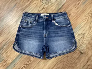 Risen Round Hem Denim Shorts
