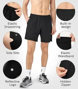 Separatec Men's 4D Stretch Quick-Dry Training Shorts, No Liner, with Secure Pocket, 1 Pack