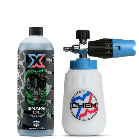 Chem-X Snake Oil Venom Foam Cannon Car Wash Accessory Kit - 1 Chrome Cannon, 16 oz Snake Oil Venom, 32 oz Solution, UV Protection, Graphene Coating, Gloss Boost Shine, 6 Months of Protection, Touch-Free Use