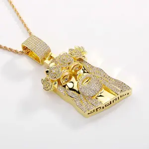 Jesus Pendant for Men, Moissanite Iced Out Cuban Chain Necklace for Men and Women, Bling Rap Style Couple Jewelry, Ideal Easter Gift