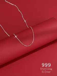 S999 Sterling Silver Minimalist Necklace, Simple Style Necklace, Fashion Jewelry Accessories for Women As Gift, Daily Casual Wear Minimalist Style Necklace