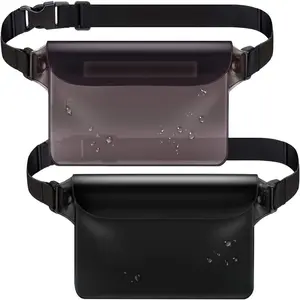 Waterproof Fanny Pack Phone Pouch - 32FT Submersible Triple Zip Lock Dry Bag, Touchscreen Passport Wallet Travel Pouch for Beach Cruise Swimming Kayaking Boating Essentials