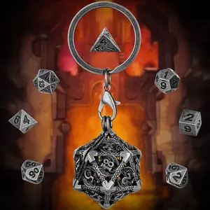 Mini DND Dice Set, Polyhedral Dice Set, 1 Set Mini DND Dice Set & Small Portable Keychain Metal Case, Role Playing Board Games Accessories for Boys & Girls