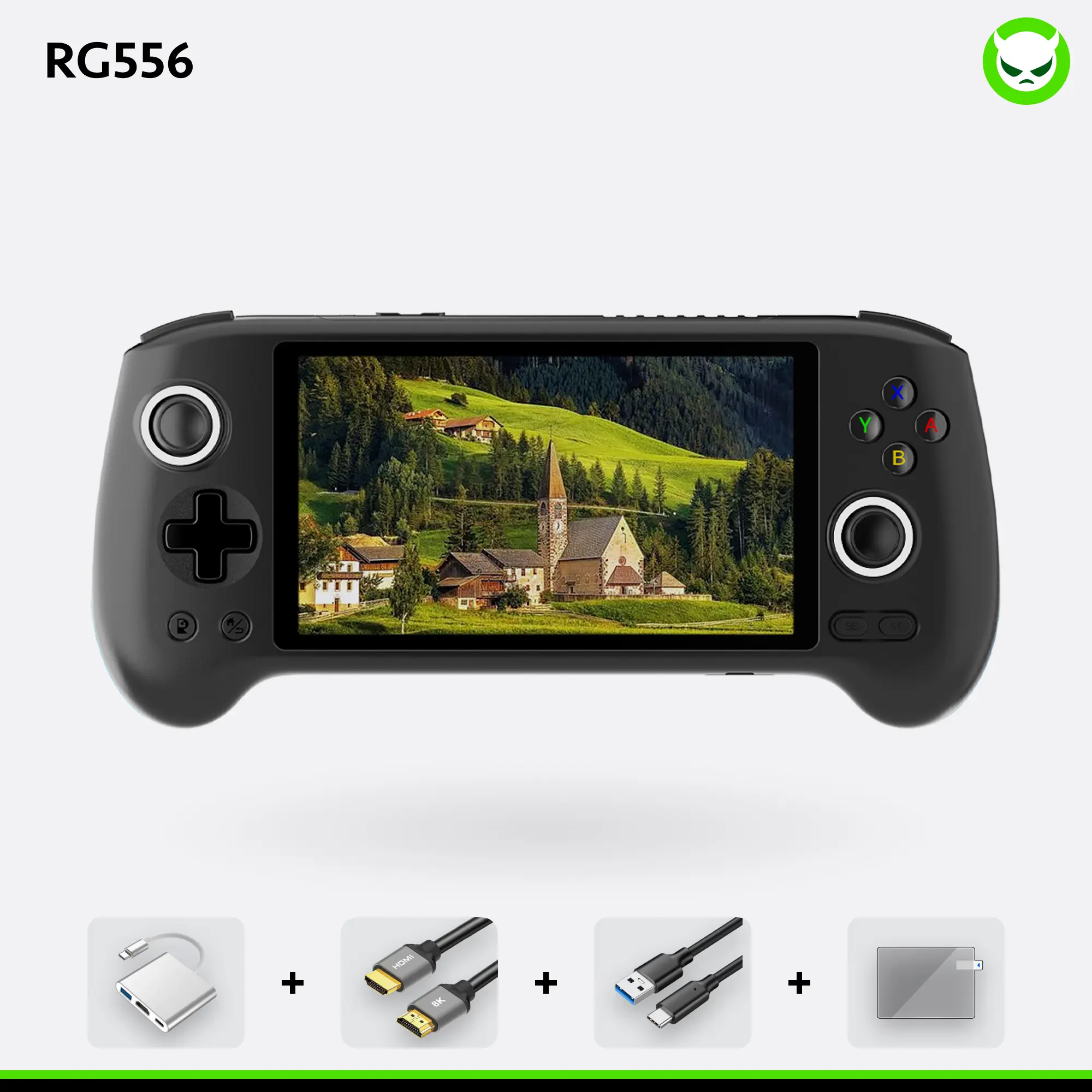 Anbernic RG556【Buy 1 Get 1 8K HDMI Cable+1 Multi-port Adapter+1 Type-C Cable+1 Screen Protector】Android 13 5.48-inch AMOLED Touch Screen 1080*1920 DP 5G WiFi Bluetooth HDMI Output Six-axis Gyroscope Sensor 5500mAh Ready to Use Gift Package