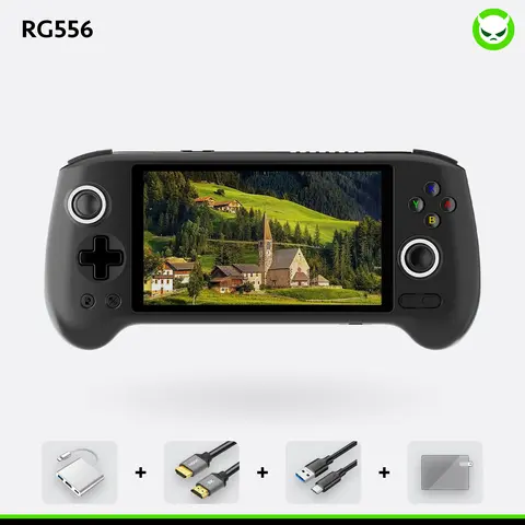 Anbernic RG556【Buy 1 Get 1 8K HDMI Cable+1 Multi-port Adapter+1 Type-C Cable+1 Screen Protector】Android 13 5.48-inch AMOLED Touch Screen 1080*1920 DP 5G WiFi Bluetooth HDMI Output Six-axis Gyroscope Sensor 5500mAh Ready to Use Gift Package