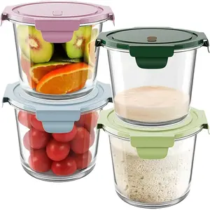 Airtight Glass Meal Prep Containers (4-Pack, 23oz/3-Cup), BPA-Free Heat-Resistant Food Storage Containers with Lids, Safe for Microwave, Dishwasher, Fridge