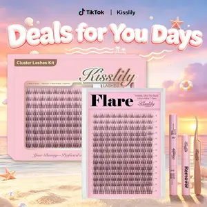 Flare| Kisslily Clean Girl Lash Clusters Smudge-Proof Waterproof Mascara, Super Soft Thin Band, Beginner-Friendly DIY Design for Natural Daily Glowup & Voluminous Summer Makeup Idol Spider DIY Eyelash Extension Kit #DealsforYouDays #SummerWins