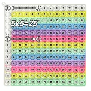 Rainbow Bubble Multiplication Formula Practice Math Educational Tool, Math Learning Tools, 12x12 Multiplication Table Learning Board Game, Colorful Silicone