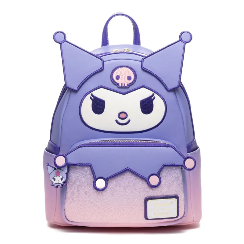 Loungefly Sanrio Kuromi Plush 3D Mini Backpack Purple Heart All Over Print NEW Loungefly Sanrio Kuromi Hearts Plush Face Purple Mini  main image 3