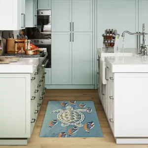 Lush Decor FrontPorch Indoor/Outdoor Hand Tufted Durable Area Rug - Transitional Coastal animal multicolor  (Turtle And Fish)