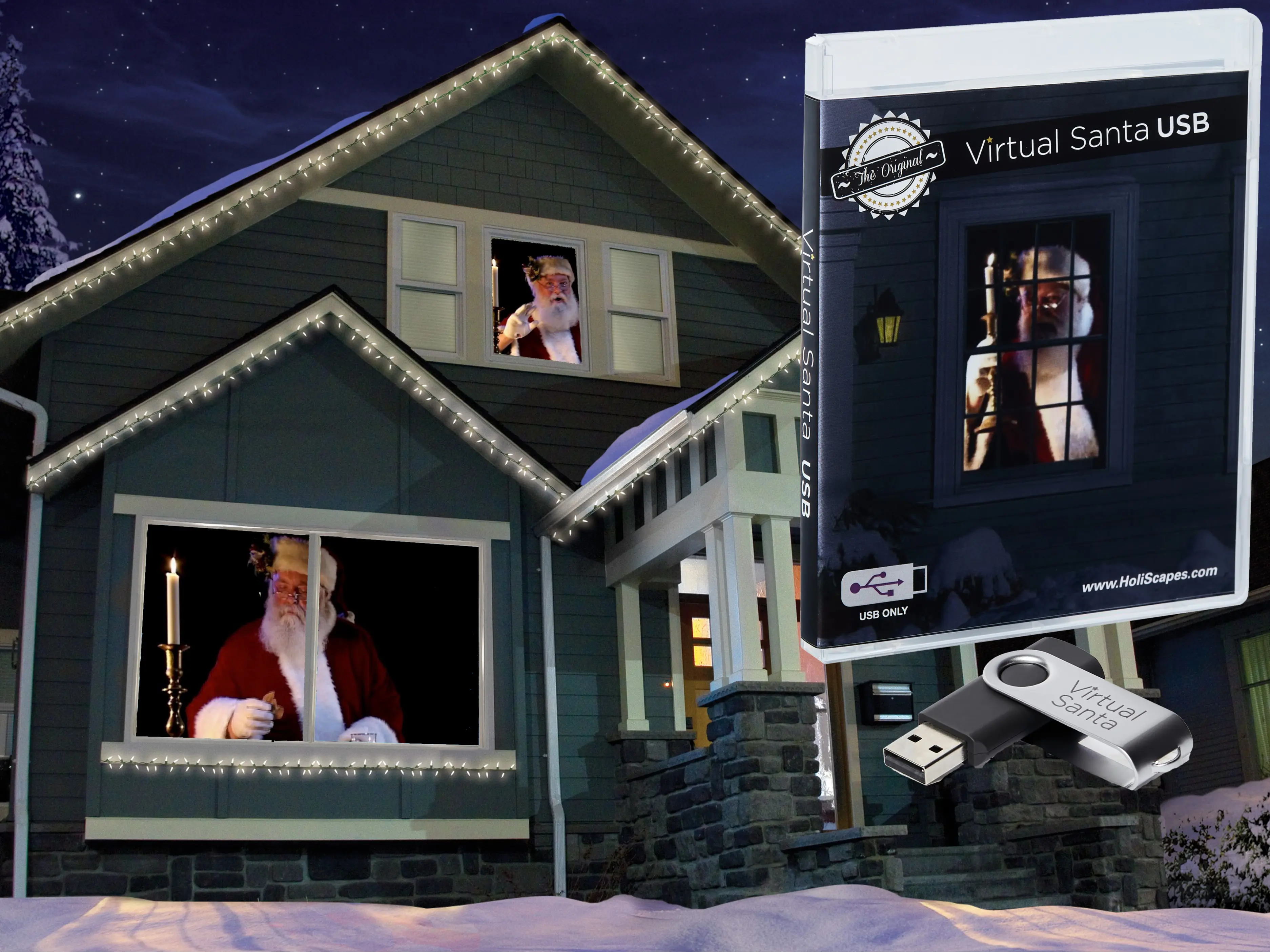 Virtual Santa in Window Christmas Digital Decoration on USB