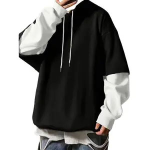Men's Casual Pullover Hoodie With Fleece Lining, Polyester Fabric, Machine Washable, Relaxed Fit�� Knit Menswear streetwear Stretch Sweatshirts Tops