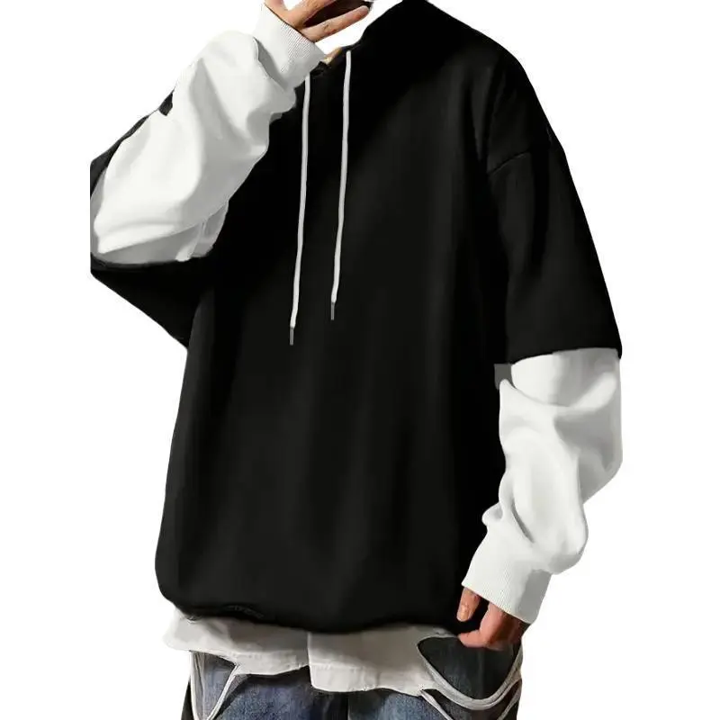 Men's Casual Pullover Hoodie With Fleece Lining, Polyester Fabric, Machine Washable, Relaxed Fit�� Knit Menswear streetwear Stretch Sweatshirts Tops