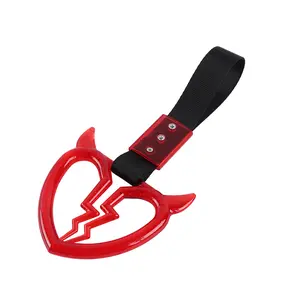 DEVIL BROKEN HEART RED CRYSTAL BUBBLE TSURIKAWA RING SUBWAY TRAIN BUS HANDLE STRAP