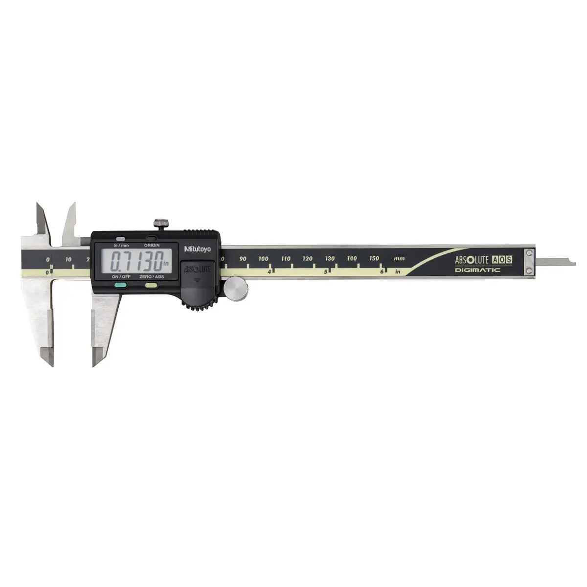 Mitutoyo 0-6 in. Digimatic AOS Absolute Calipers with Outdoor Jaw, ABS Sensor, Electromagnetic Inductive Sensor, Environmental Resistance