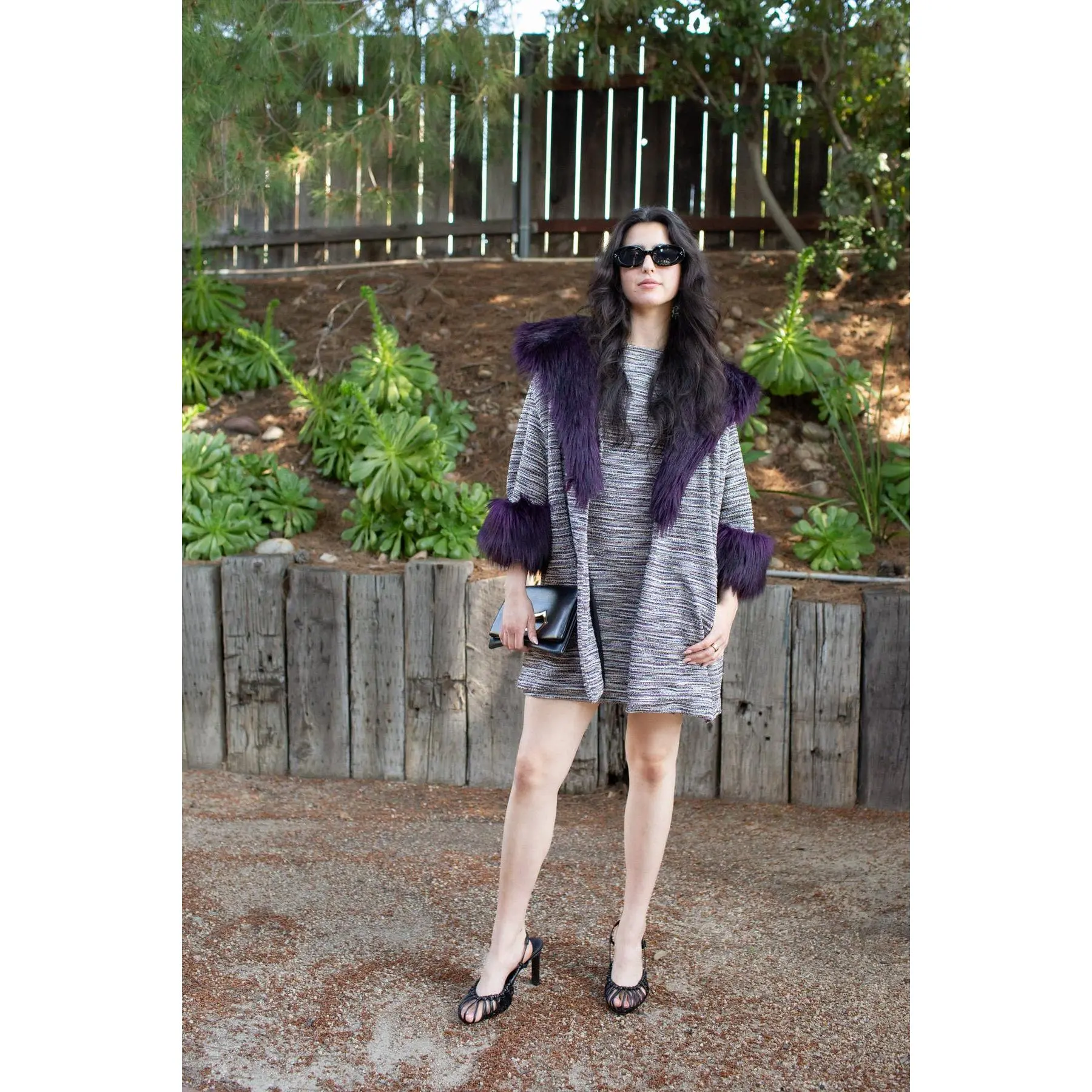 Penelope Swing Coat in Plum Horizon Boucle